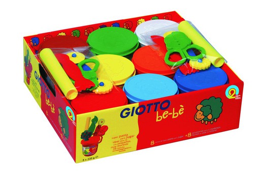 Pasta para jugar GIOTTO Be-bé Schoolpack 8 und. 200 gr + accesorios