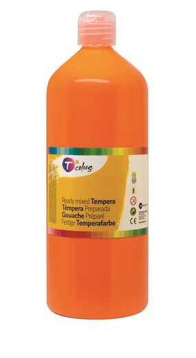 Pintura tempera preparada T COLORS 500 ml.Taronja
