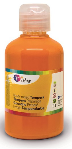 Pintura tempera preparada T COLORS 500 ml. Taronja