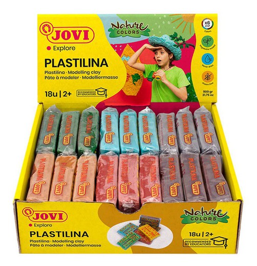Plastilina JOVI caixa expositora 18 pastilles 50 g NATURE COLORS