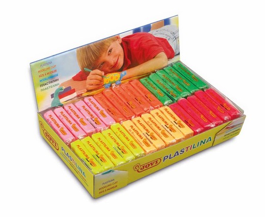 Plastilina JOVI caja expositora 30 pastillas 50 g colores NEON
