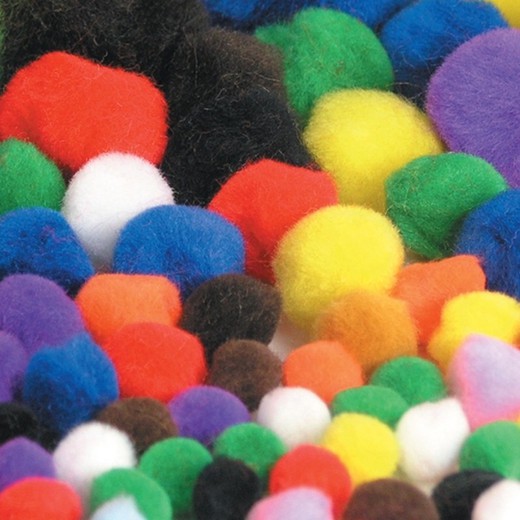 Pompons colors assortits 100 unt.