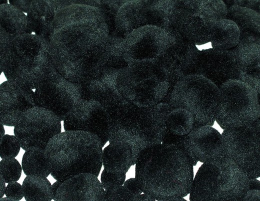 Pompones negros surtidos Ø 10 mm y Ø 40 mm