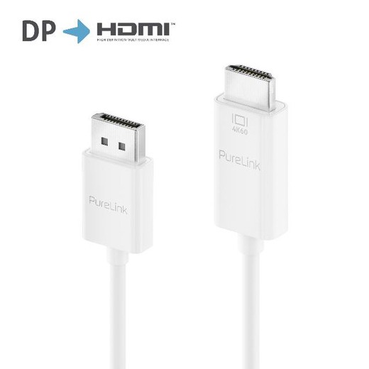 Purelink Cable Display Port A Hdmi Blanc 1.5M