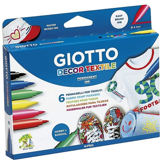 Retolador color Giotto Decor Textile 6 unt.