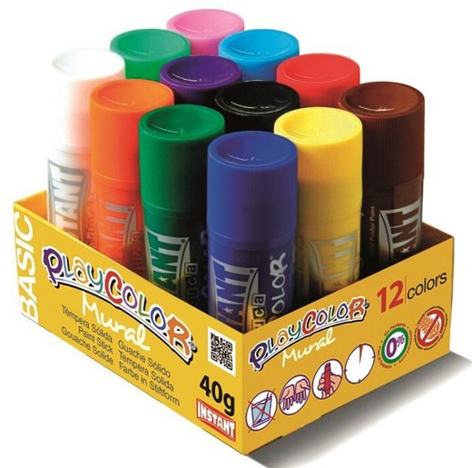 Témpera sólida PLAYCOLOR BASIC MURAL 40 grs. 12 colores