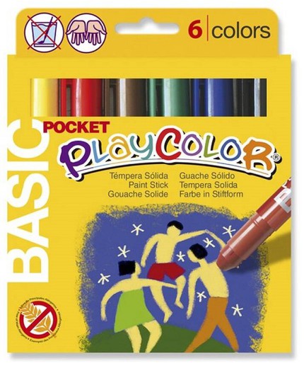 Témpera sólida PLAYCOLOR BASIC POCKET 6 colores