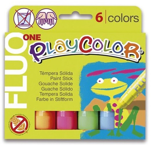 Témpera sólida PLAYCOLOR ONE FLUOR 6 colores