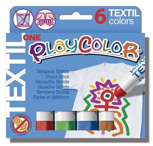 Témpera sòlida PLAYCOLOR ONE TÈXTIL 6 colors