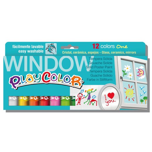 Témpera sòlida Playcolor Window, 12 colores