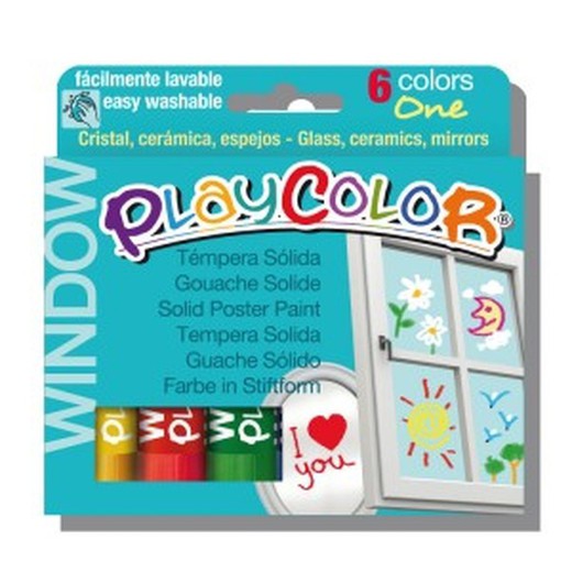 Témpera sòlida Playcolor Window, 6 colors