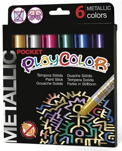 Témpera sòlida PLAYCOLOR POCKET METALLIC 6 colors
