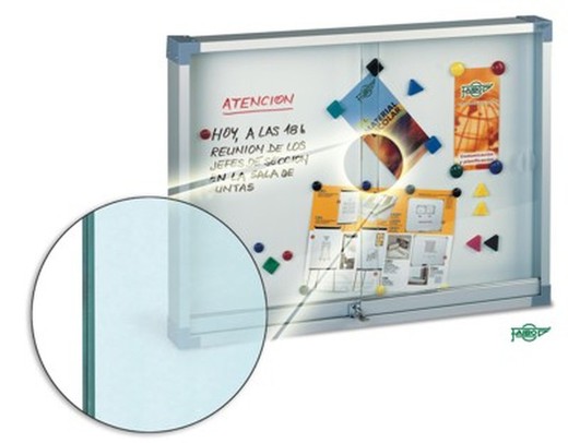 Vitrina per a anuncis, estructura dalumini, 100x146 cm. (Portes de vidre de seguretat)
