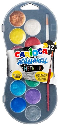 Aquarel·la CARIOCA metallic Ø 30 mm, 12 colors