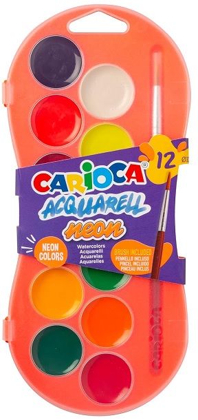 Aquarel·la CARIOCA neó Ø 30 mm, 12 colors