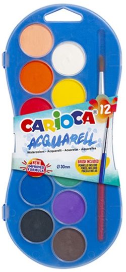 Aquarel·la CARIOCA Ø 30 mm, 12 colors