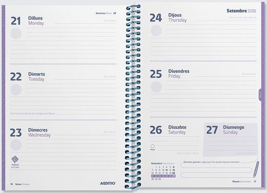 Agenda Planet ADDITIO Setmana Vista (CATALÀ)