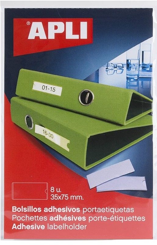 Bolsillos adhesivos para etiquetas 35 x 75 mm 8 und.