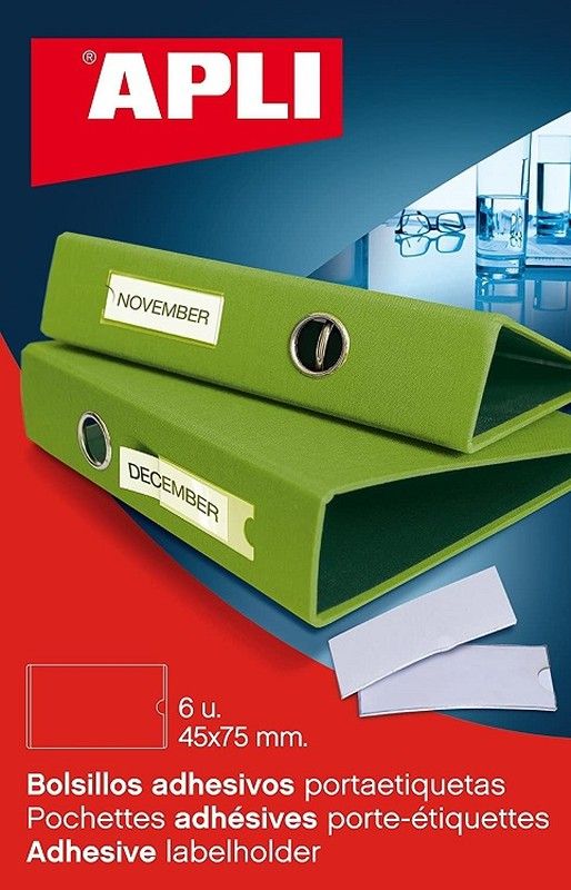 Bolsillos autoadhesivos portaetiquetas 45*75 6 und.