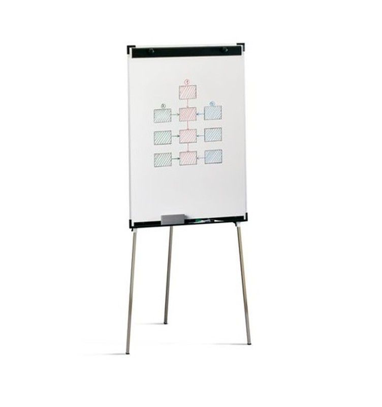 Caballete melamina blanca con estructura metálica 70x102 cm.