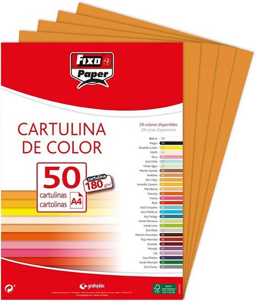 Cartulina FIXO A4, paquete 50 und. Avellana