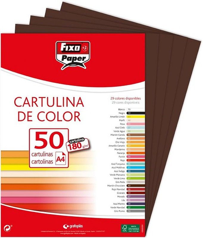 Cartulina FIXO A4, paquete 50 und. Marrón Chocolate
