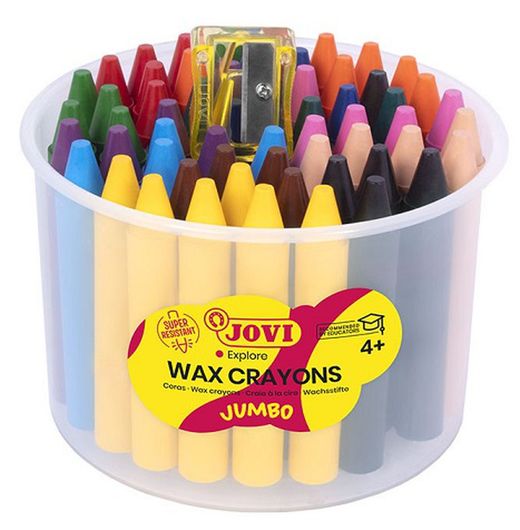Ceras JUMBO bote 60 colores surtidos + 1 sacapuntas