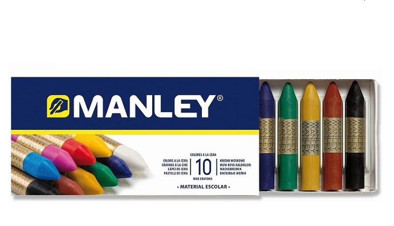 MANLEY Ceras Manley Caja 6 ud Colores surtidos MNC00022, (1 u.) - Maosa  Oficinas, S.L.