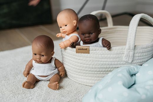 Cistell portabebès de cotó per a ninot