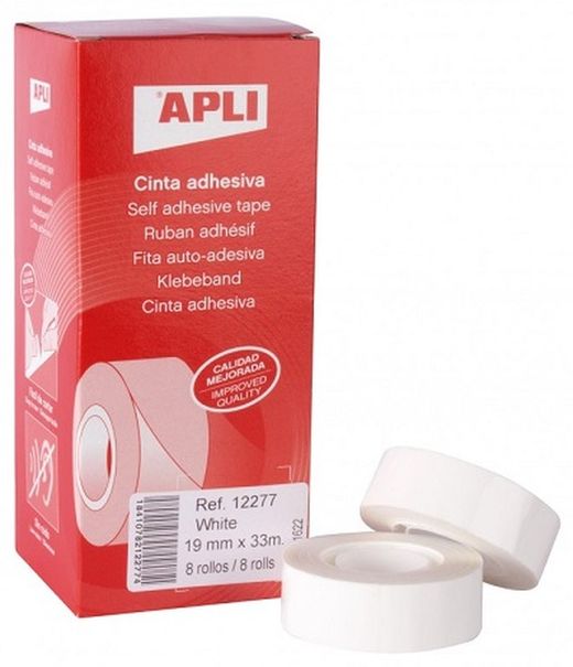 Cinta adhesiva blanca 19 mm x 33 m