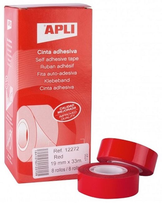 Cinta adhesiva vermella 19 mm x 33 m