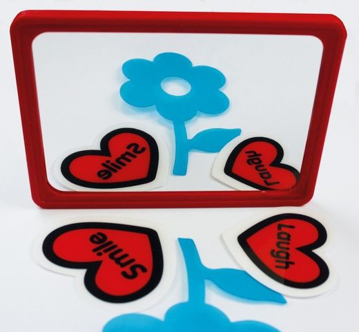 Espejo Acrílico con Marco Rojo