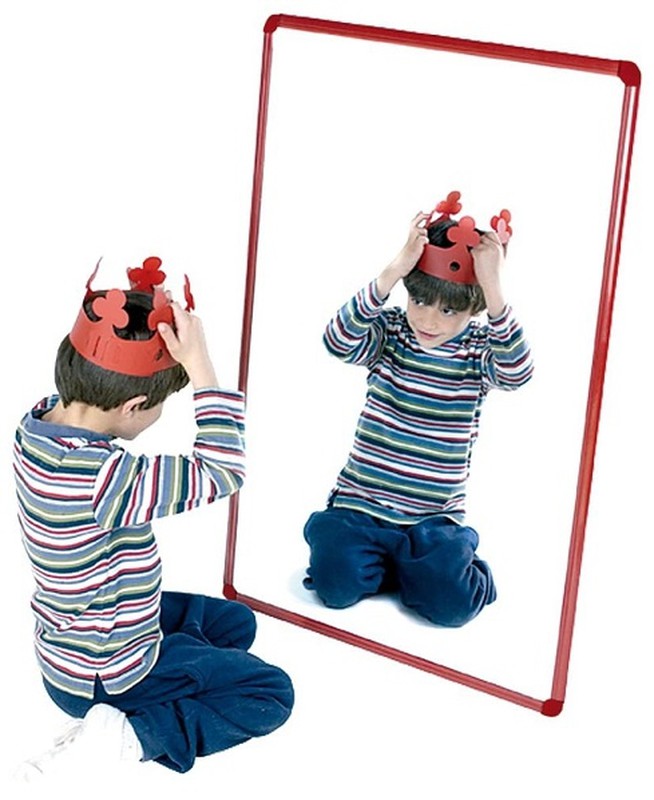 Espejo infantil de seguridad marco de aluminio Rojo 120 x 50 cm Henbea  J754/D1 — latiendadelmaestro