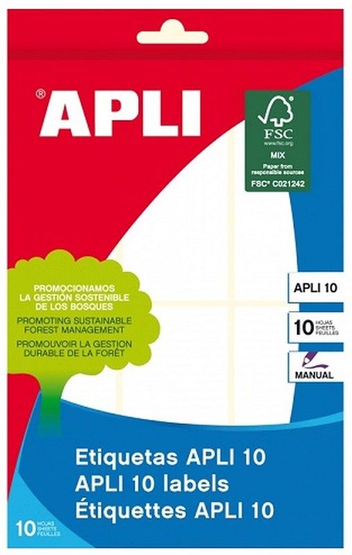 Etiquetas APLI 10 blancas 19,0 x 40,0 mm 10 hojas