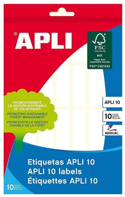 Etiquetas APLI 10 blancas 13,0 x 40,0 mm 10 hojas