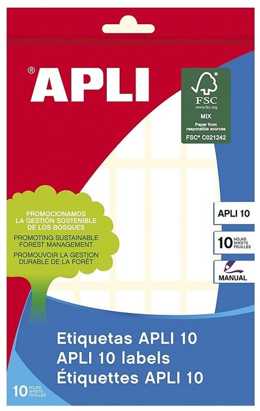 Etiquetas APLI 10 blancas 13,0 x 50,0 mm 10 hojas