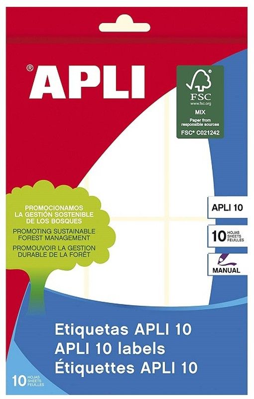 Etiquetas APLI 10 blancas 36,0 x 82,0 mm 10 hojas