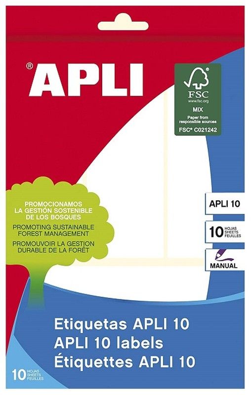 Etiquetas APLI 10 blancas 38,0 x 102,0 mm 10 hojas
