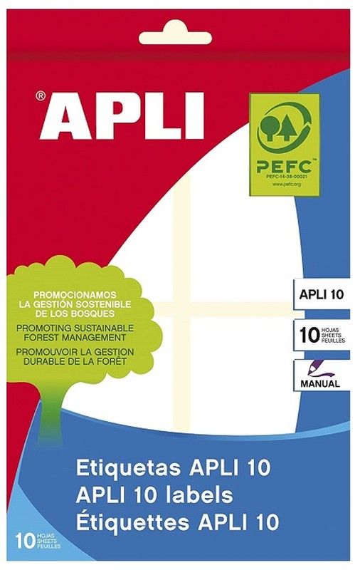 Etiquetas APLI 10 blancas 40,0 x 75,0 mm 10 hojas
