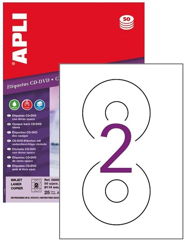 Etiquetas ordenador CD-ROM Opacas 25 hojas