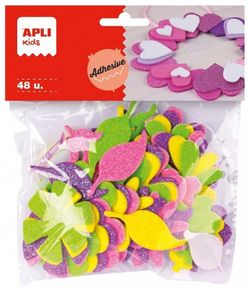 Formes goma eva adhesives flor purpurina 48 unt.