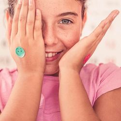 Gomets rollo Cara feliz metalizados Ø 20 mm oro