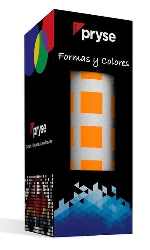 Gomets rollo cuadrados 10 mm naranja