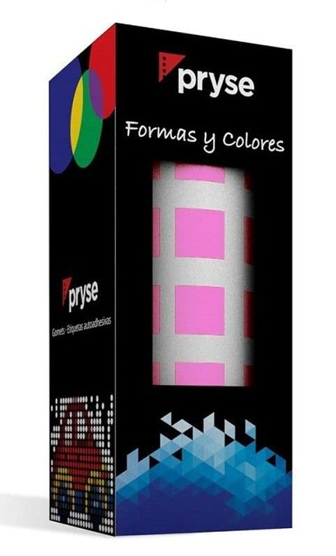 Gomets rollo cuadrados 10 mm rosa