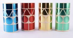 Gomets rotllo geomètrics assortits XL metal·litzats pack 4 unt.