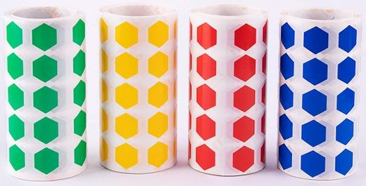 Gomets rollo hexágonos 20 mm pack 4 und.