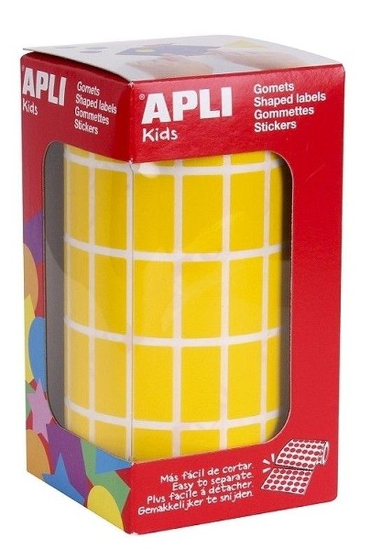 Gomets rollo rectangulares 20 x 10 mm amarillo