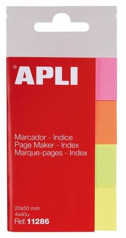 Índices adhesivos de papel 50 x 20 mm 4 colores 40 hojas por color