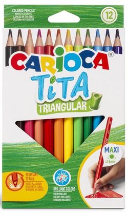 Llapis color CARIOCA TITA triangular maxi, 12 colors