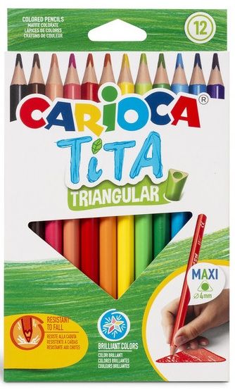 Llapis color CARIOCA TITA triangular maxi, 12 colors